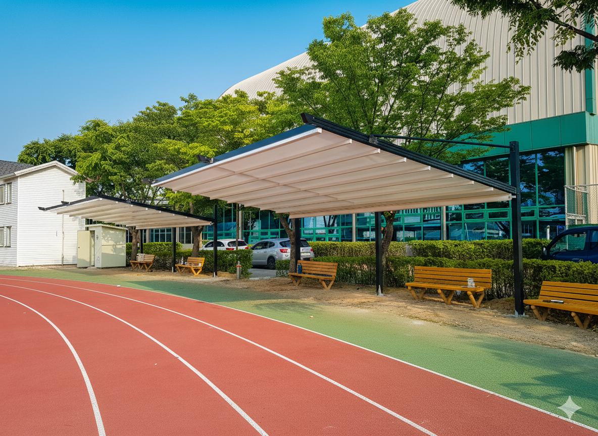 운동장 벤치 그늘막 용도 루프어닝시스템 설치